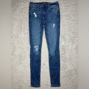 Hollister Jeans Womens 3 Long High Rise Super Skinny Distressed Denim Casual
